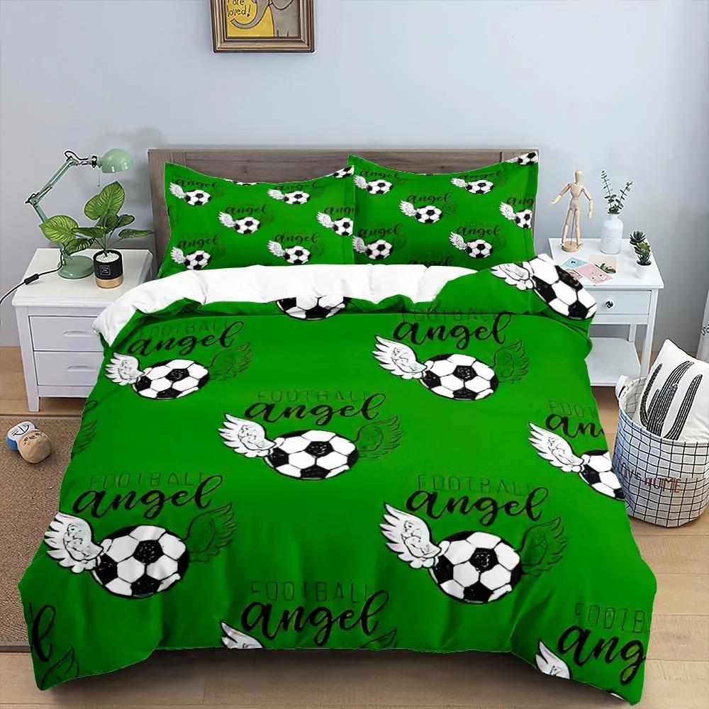 Football Duvet Cover Set King Size Simple Black White Comforter Cover 3D Soccer Sport For Kids Boys Girls Polyester Bedding Set