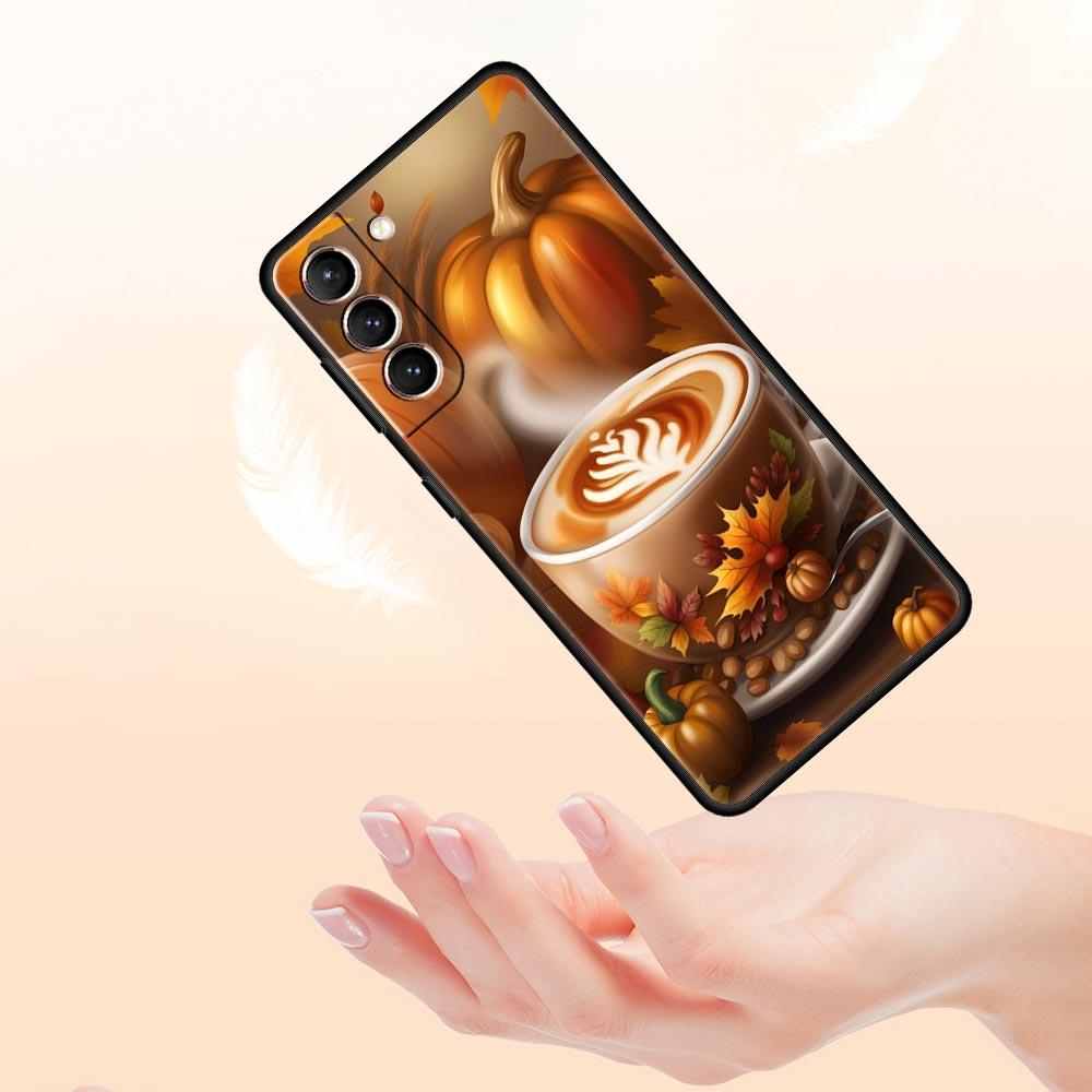 Осенние листья Тыква Кофе Чехол для телефона Samsung Galaxy S26 S25 S24 S23 S22 S20 S21 FE Ultra S25 Edge Plus 5G Мягкий чехол из ТПУ