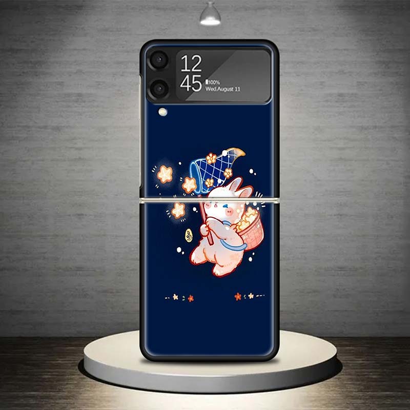 Мультяшный Милый Маленький Кролик Чехол для Телефона Для Samsung Galaxy Z Flip 7 6 5 4 3 5G Чехол ZFlip7 ZFlip6 ZFlip4 ZFlip5 ZFlip3 Coque Fund
