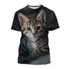 Women's Cute Cat 3D Print T-shirts Summer Loose Personalized Short Sleeve  Men's Streetwear T-Shirts