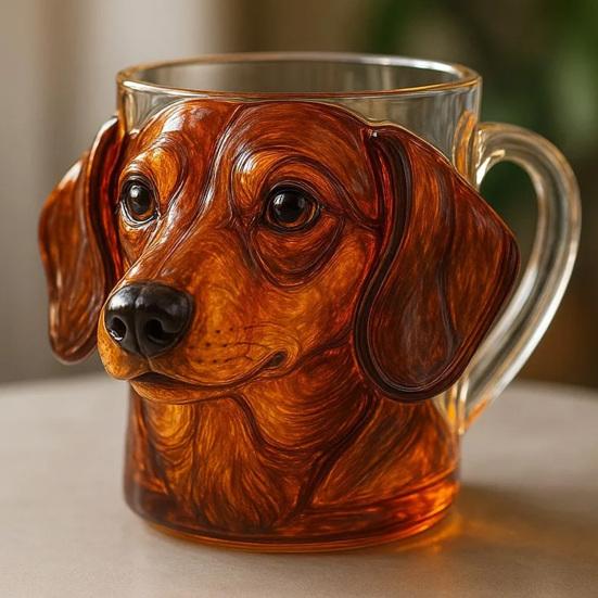 3D-морда собаки, стеклянная кружка, забавная чашка для воды, 11 унций, гравировка, креативный контейнер для напитков, забавный скульптурный стеклянный подарок для любителей собак