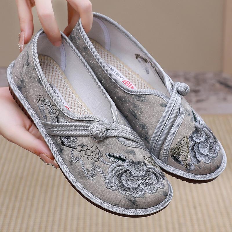 Новые старые пекинские туфли из ткани женские ретро этнические туфли с вышивкой удобные мягкие подошвы женские одинарные туфли модные национальные туфли для мам