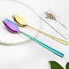 Gold 18/10 Stainless Steel Colorful Creative Design Kitchen Tableware Sporks Dessert Fork Spoon Noodles Salad Fruit Dinnerware