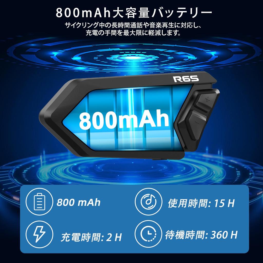 WAYXIN R6S Motorcycle Helmet Simultaneous 1500m Communication Supports Two Smartphones 25 Hours of Continuous Qualcomm Noise and Siri HIFI Sound IP67