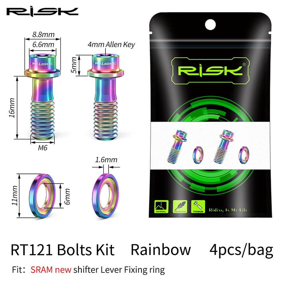 RISK Titanium Alloy Road Shifter Lever Fixing Screw Gear Shift Clamp Ring Fixed Bolt Hand Change Head Fixing Nut R8000 Kit