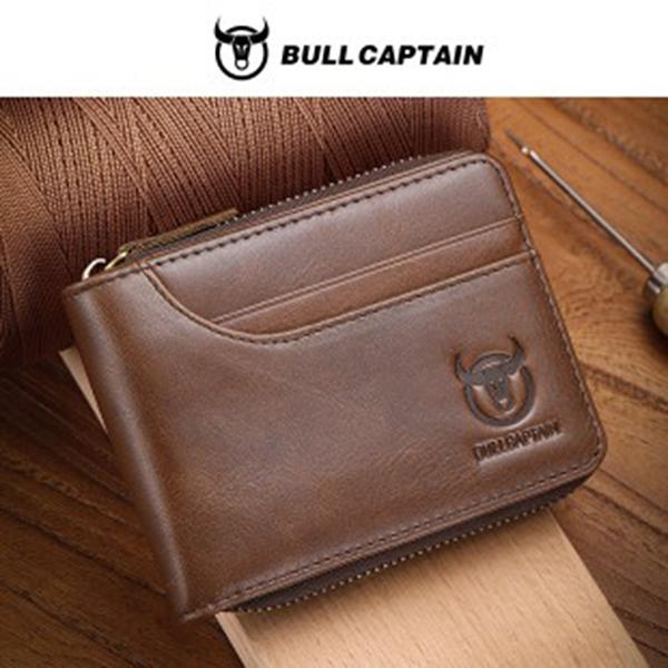 BULLCAPTAIN RFID мужской кошелек из натуральной кожи, портмоне, дизайнерский брендовый кошелек, кожаный кошелек-клатч, мужской кошелек, держатель для карт