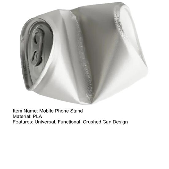 Soda Can Phone Stand 3D Printed Crushed Can Phone Holder Universal Smartphone Stand for Desk Nightstand Shelf