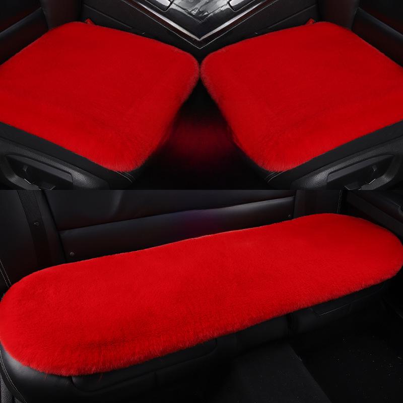 Универсальный комплект плюшевых зимних подушек на сиденье автомобиля - толстые, теплые, из трех частей, 1200 г