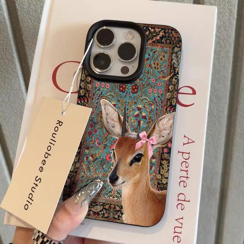 Винтажный чехол для телефона с рисунком оленя и личи для iPhone 17 Air 16 e 15 14 13 12 11 Pro Max Plus SE, мягкий противоударный чехол
