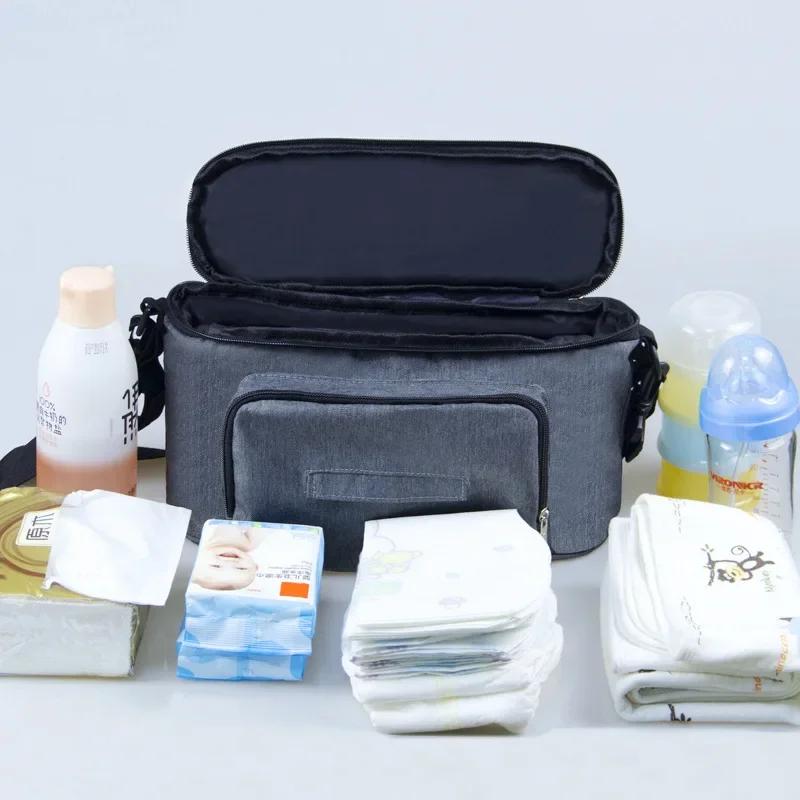 Нетоксичные Черные Сумки-Органайзеры для Коляски Мамы Большая Вместимость Дорожная Подвесная Сумка Держатель для Бутылок Сумки для Подгузников на Коляску Аксессуары для Детской Коляски