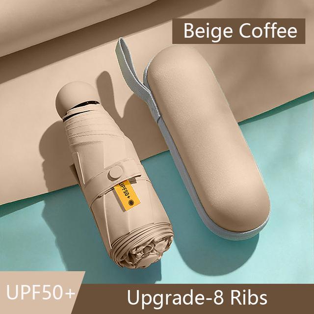 Мини-зонт с 8 ребрами, портативный карманный капсульный зонт, защита от солнца, УФ-складной зонт, зонтик с коробкой