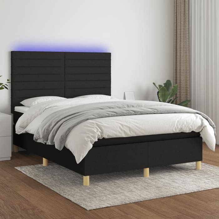 VidaXL Slat Bed Base with Mattress and LED, Upholstered Bed, Double Bed, Adult Bedroom Interior Bed, 3135519