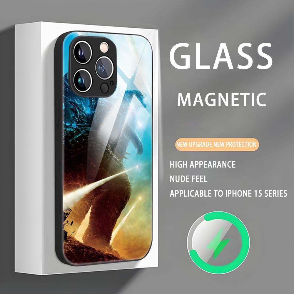 Чехол для телефона с изображением монстров из аниме G-GodzillaS для iPhone 16 15 14 13 12 11 X XR XS 8 Plus Mini Pro Max, стеклянный магнитный чехол для телефона