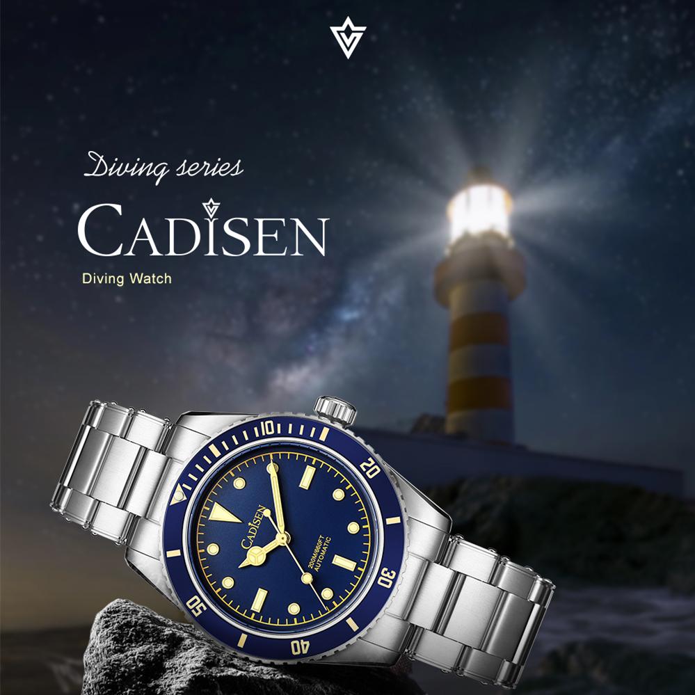 Cadisen 8206 Новые роскошные мужские часы высшего бренда с коробкой 200 м водонепроницаемые автоматические мужские механические часы