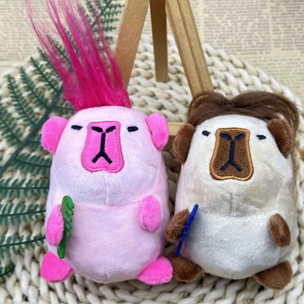 Creative Cute Stuffed Capybara Keychain Long-haired Capybara Doll Pendant Capybara Worm Doll Pendant Keychain Plush Toy
