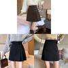 Classic Womens Black Wool Blend Mini Skirt With High Waist And Pleats For Spring Fashion