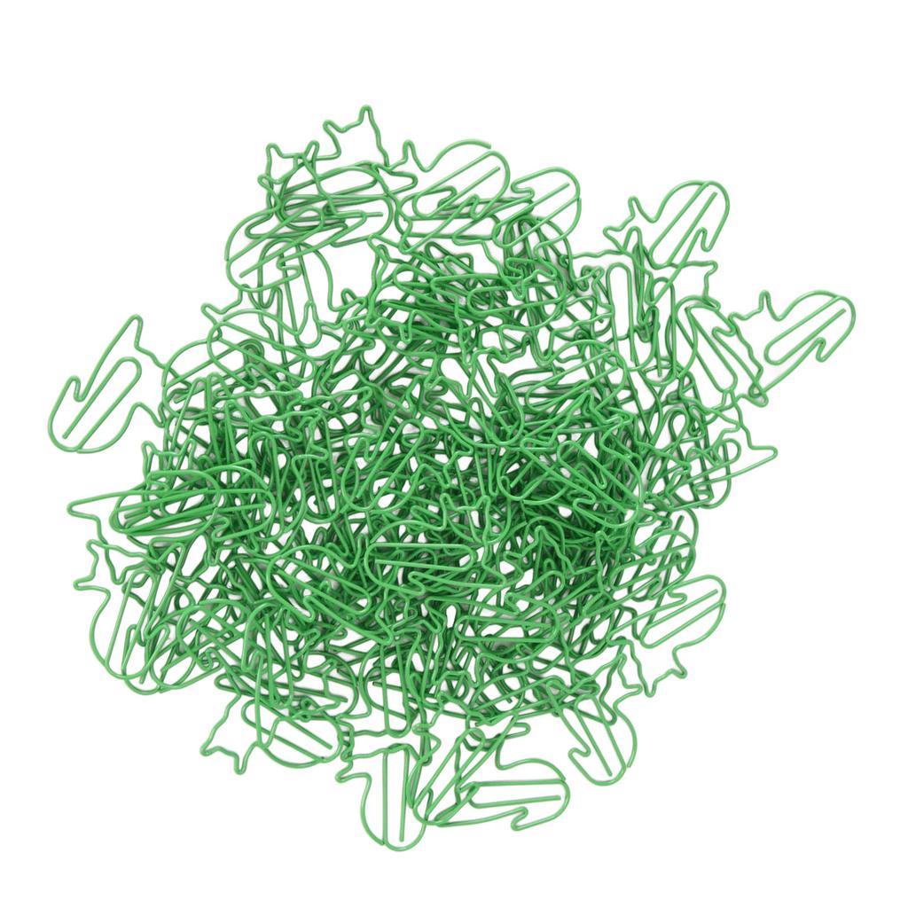 100 шт. Зеленые милые скрепки в форме кошки, забавные закладки, органайзеры для документов, забавный план закладок