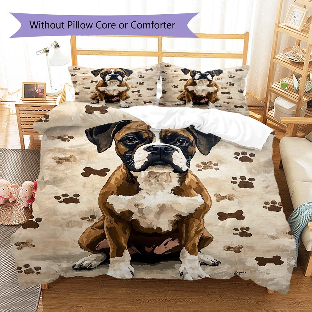 Dog&Bone Pattern Bedding Quilt Set Quilt Cover Pillowcase Home Decoration Birthday Gift (1 * duvet cover + 2 * pillowcase, without core)