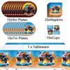 Monster Truck Theme Tableware Kit Including Plates, Cups, Napkins, Tablecloth
