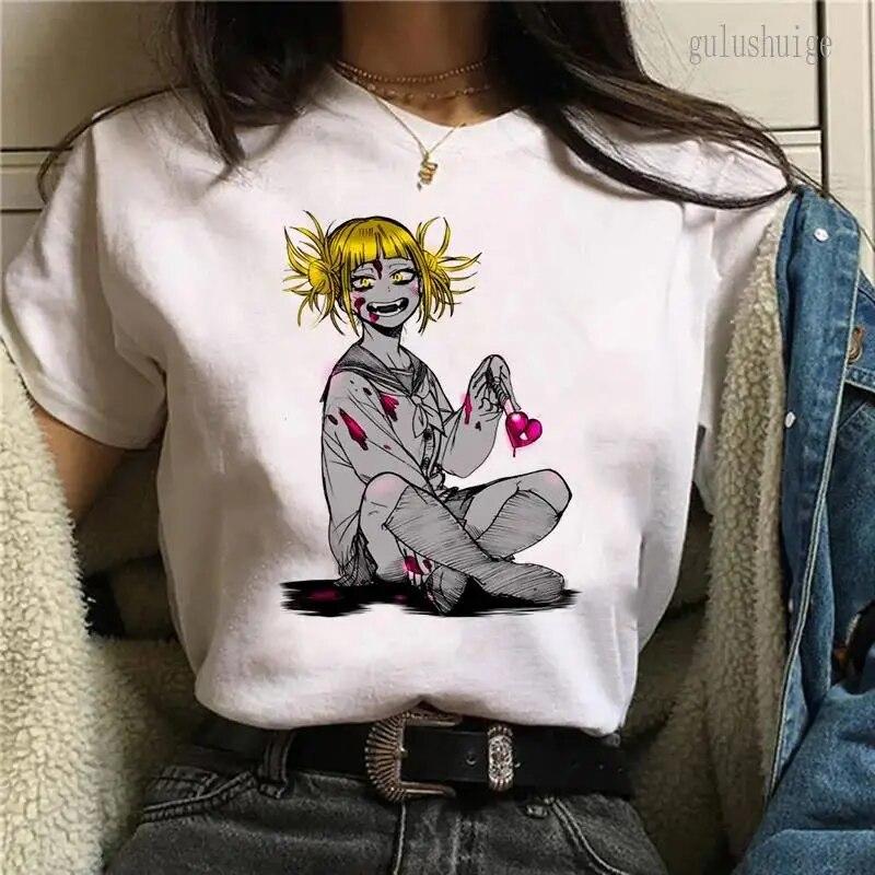 Футболка с графическим принтом «Мой герой Академии» японского аниме, модная женская футболка с круглым вырезом с коротким рукавом, повседневная футболка больших размеров