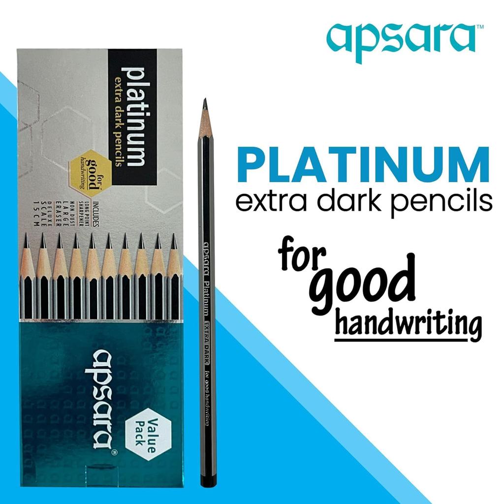 Apsara Platinum Набор из 20 карандашей Extra Dark Мягкое дерево Школьный набор для письма для учеников Академическое использование