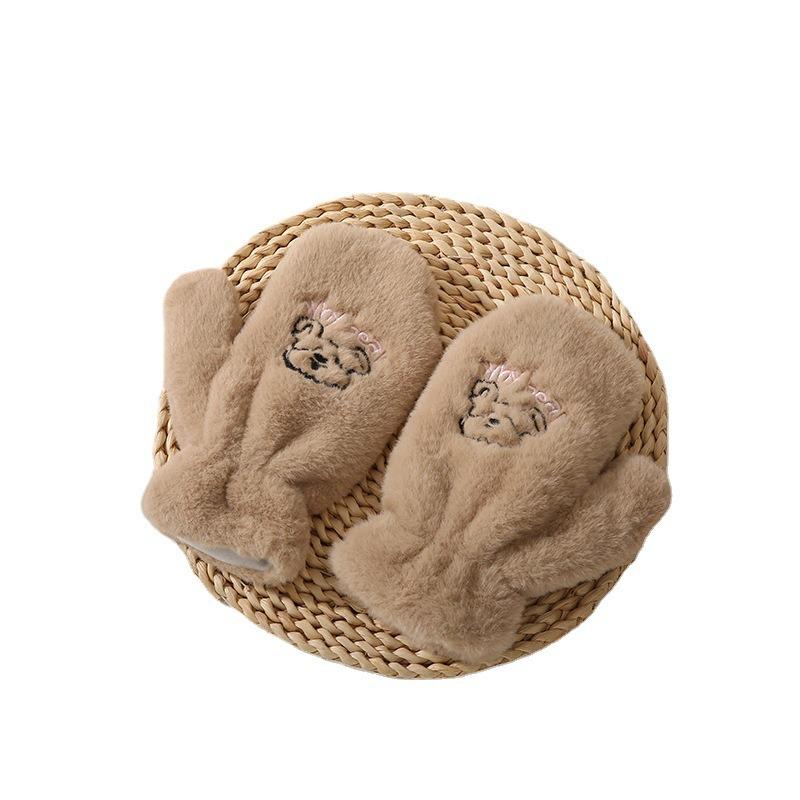 Зимние теплые плюшевые перчатки студенческие для письма мультяшные панда велосипедные теплые от холода перчатки бархатные мужские и женские