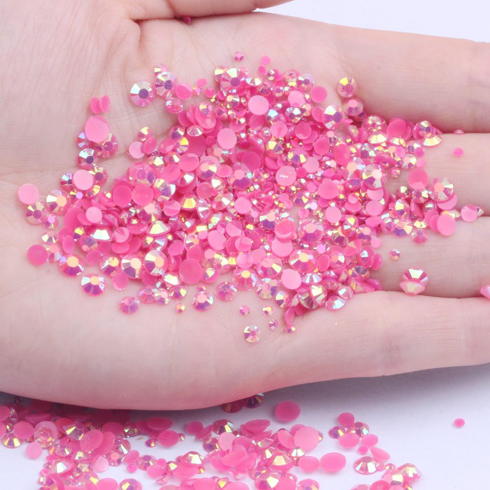Multi-Color AB Jelly Resin Rhinestones, 2-6mm, 1000 Pcs, Flat Back for Nail Art