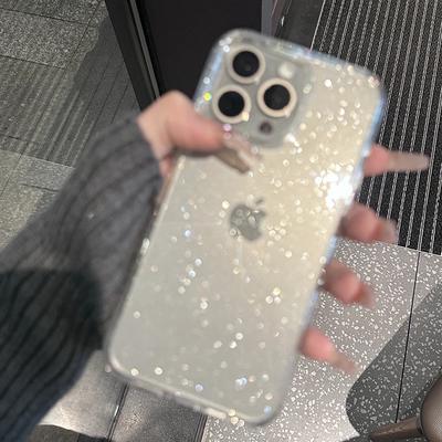 Прозрачный силиконовый чехол с блестками для iPhone 15 14 13 12 11 Pro Max X XS Max XR 7 8 Plus Мягкий чехол из ТПУ Funda