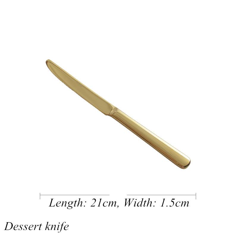 Роскошная золотая посуда из нержавеющей стали, нож, вилка, ложка, стейк, рыбный ужин, десерт, салат, кофе, столовая