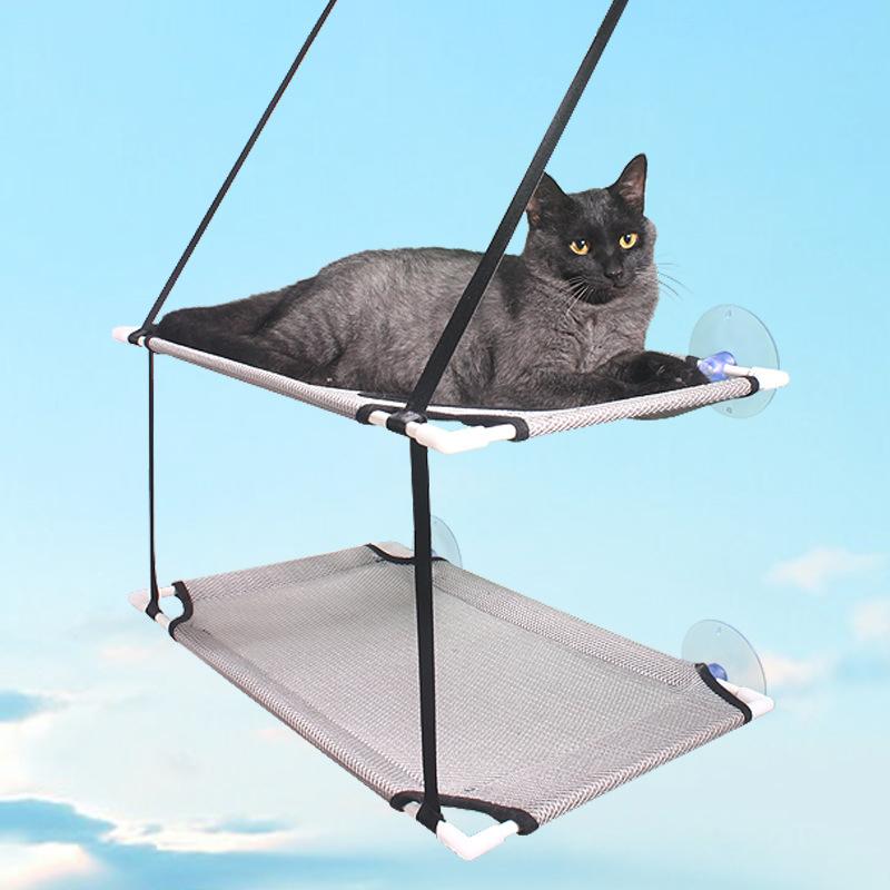 Cat Hammock Suction Cup Windowsill Cat Comfortable Hammock Summer Breathable Mesh Double Hanging Beds Pet Hammock