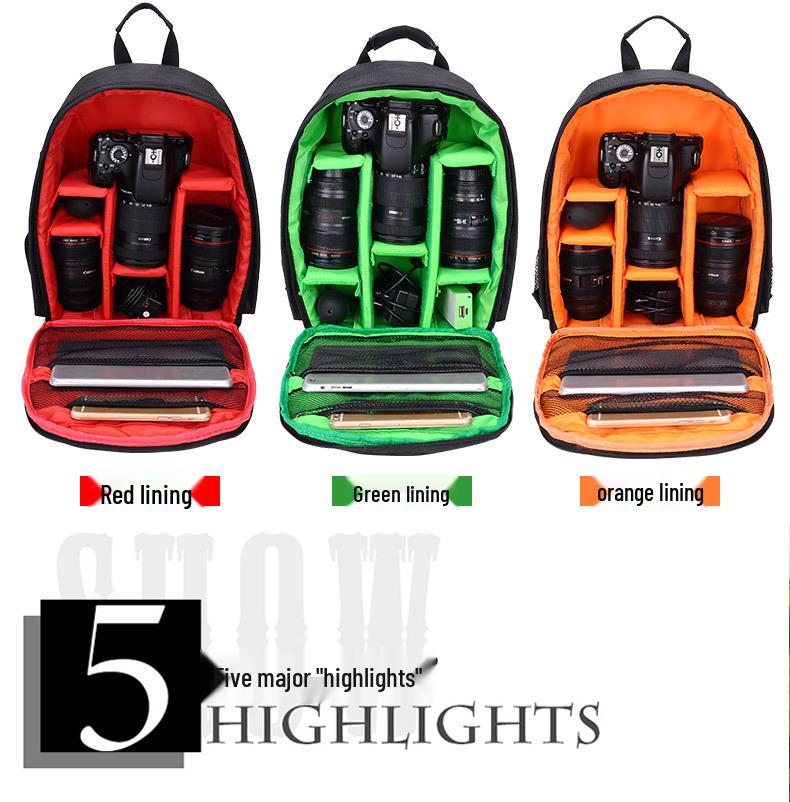 Waterproof, Wear-resistant DSLR Camera Backpack with Layered Lens Storage