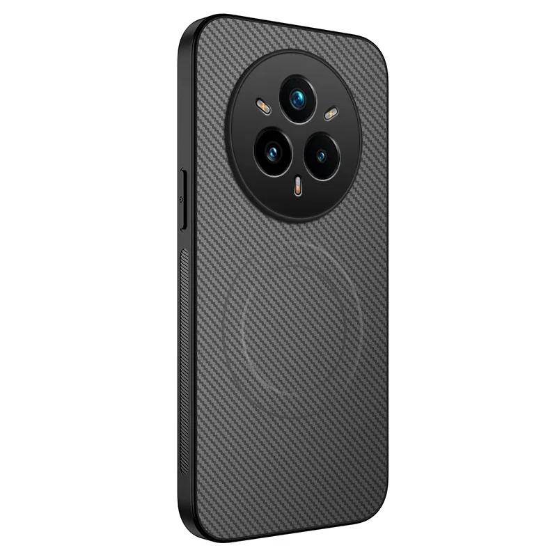 Carbon Fiber Texture Phone Case For Realme 14X 14 Pro Plus 5G Magnet Wireless Charging Shockproof Silicone Soft Back Cover Cases