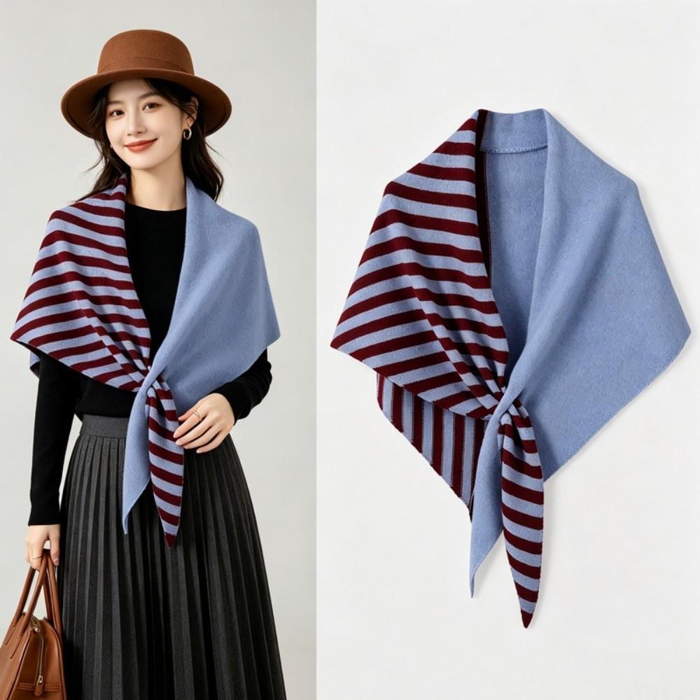 Warm Knitted Triangular Scarf Soft Winter Shawl Wrap Retro Wool Triangle Scarf Women