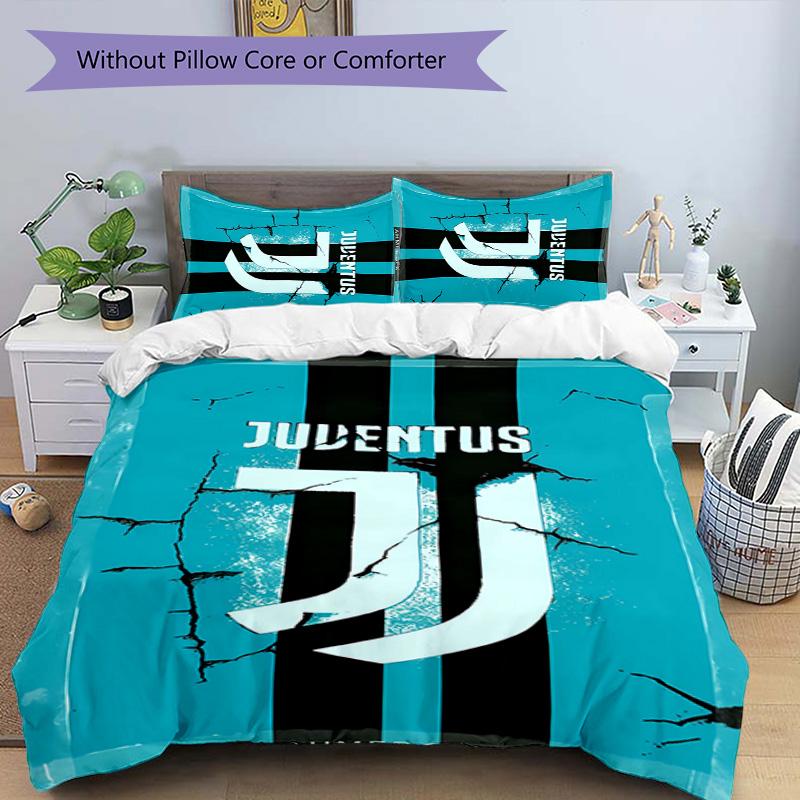 3pcs Juventus FC logo pattern bedding set duvet cover set includes duvet cover &pillowcases,perfect all season bedroom decoration&gift