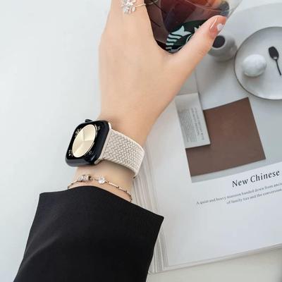 Подходит для Apple iWatch серии Ultra 9/8/7/6/5/4/3/2/1/SE нейлоновый металлический регулируемый эластичный плетеный нейлоновый ремешок для часов