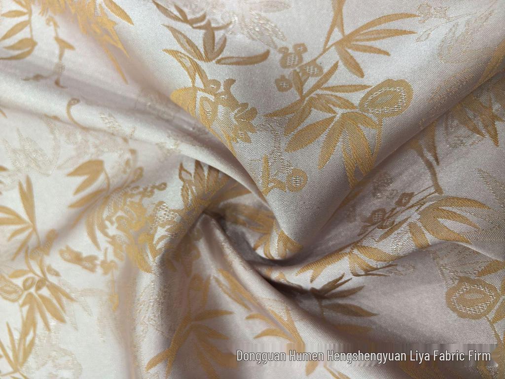 Двухцветная жаккардовая ткань с бамбуковыми листьями для ципао, свадебного платья, рубашки и длинной юбки