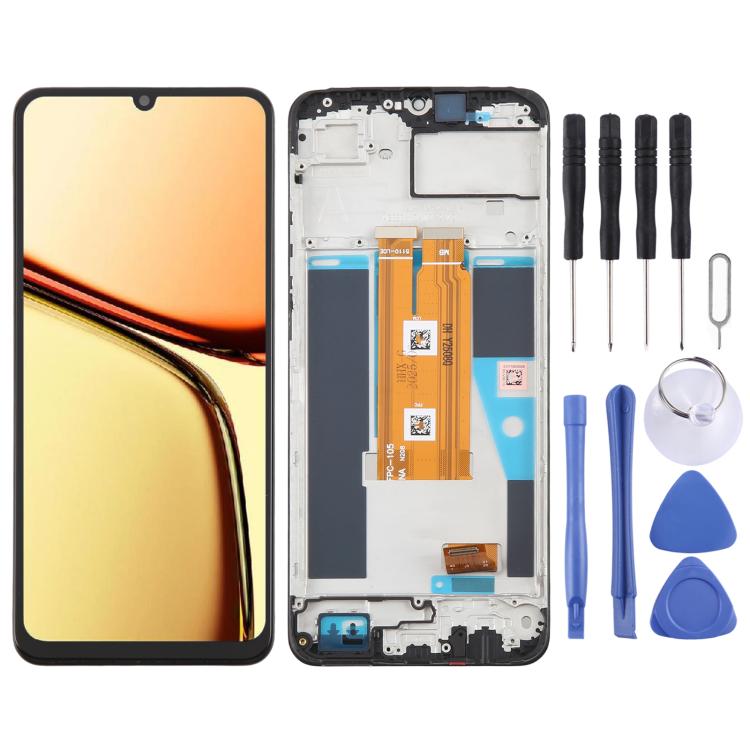 LCD Screen Digitizer Full Assembly with Frame, Realme, Replacement Display for C63 4G