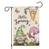 Весенний садовый флаг, двухсторонний льняной цветочный флаг, наружный декор, привет весна
