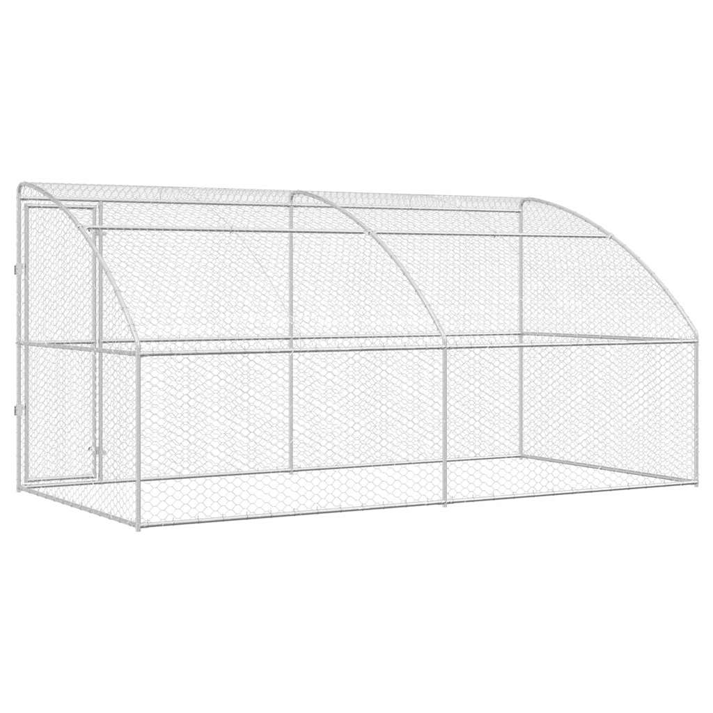 Dog Kennel 2 pcs Silver 4 x 2 x 2 m Galvanized Steel