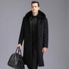 Winter Thick Cashmere Coat Men's Long Elderly Warm Plus Fleece Woolen Coat Real Fur Collar Loose Security Clothing