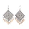 Gehena by Estele - Non-Precious Metal Rhodium Tone White Aura Boho Dangle Earrings For Girls