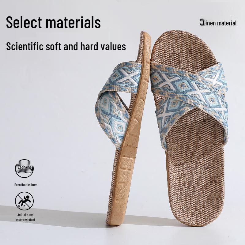 FL Four Seasons Women's Linen Deodorant Anti-slip Indoor/Outdoor Silent Slippers