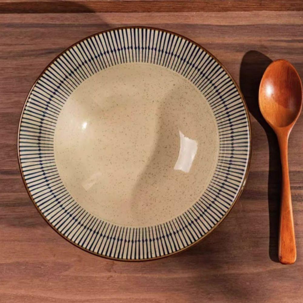 Striped Pattern Japanese Style Noodles Bowls Ceramic Salad Bowl Kitchen Tableware Soup Bowl Dinner
