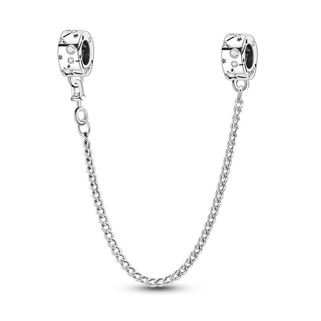 Safety Chain Daisy Heart Safety Chain Clasp Charm Fit Original Brand Bracelet DIY Silver Color Jewelry