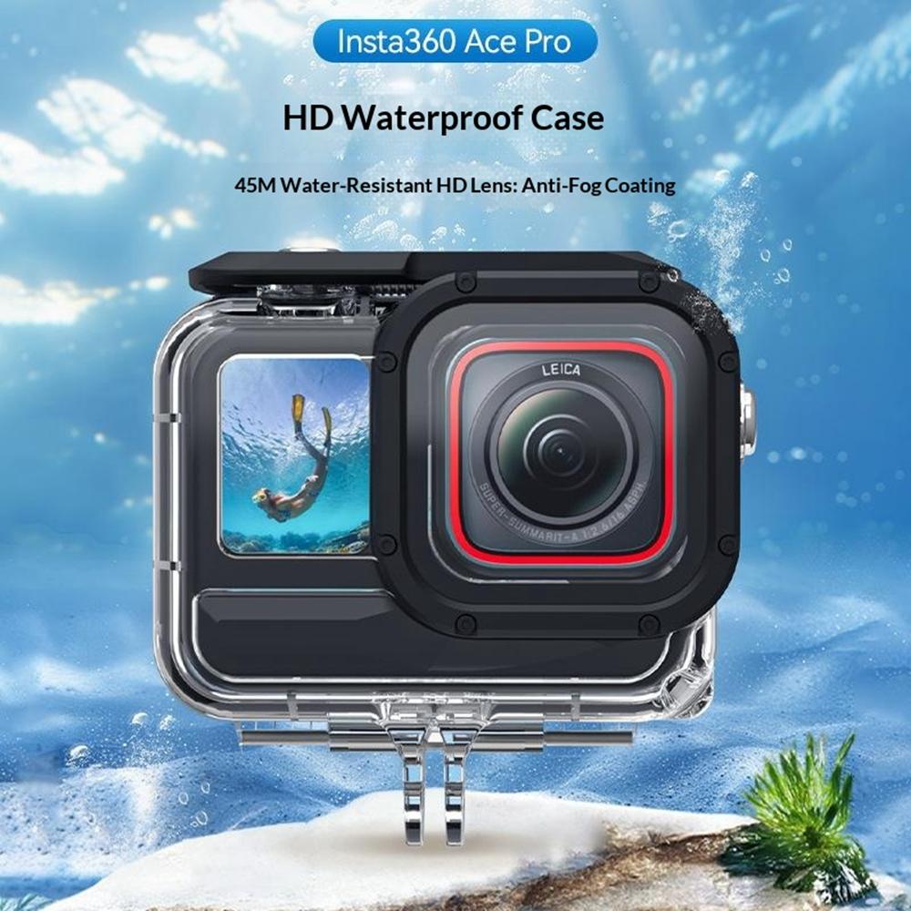 TELESIN For Insta360 Ace Pro 2 Waterproof Case 45m Underwater Diving Shell Protective Cover