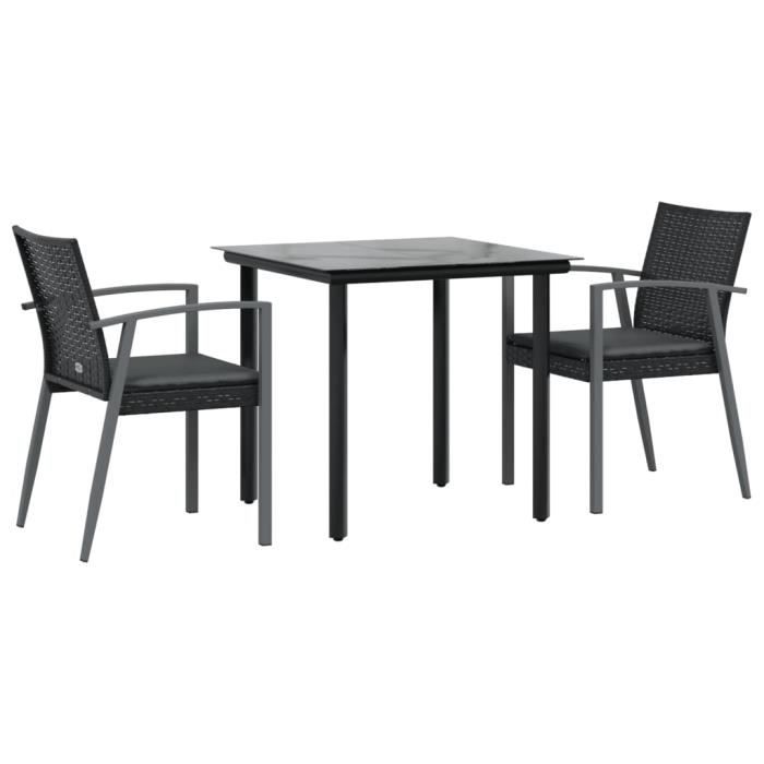 VidaXL 3-piece Garden Dining Set Cushions Braided Resin Steel 3186987