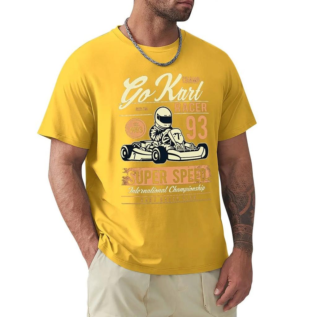 Футболки с изображением суперскоростного картинга и гоночного автомобиля в стиле ретро Винтажная футболка Футболка с коротким рукавом в стиле Харадзюку Футболка с графикой из 100% хлопка Топы