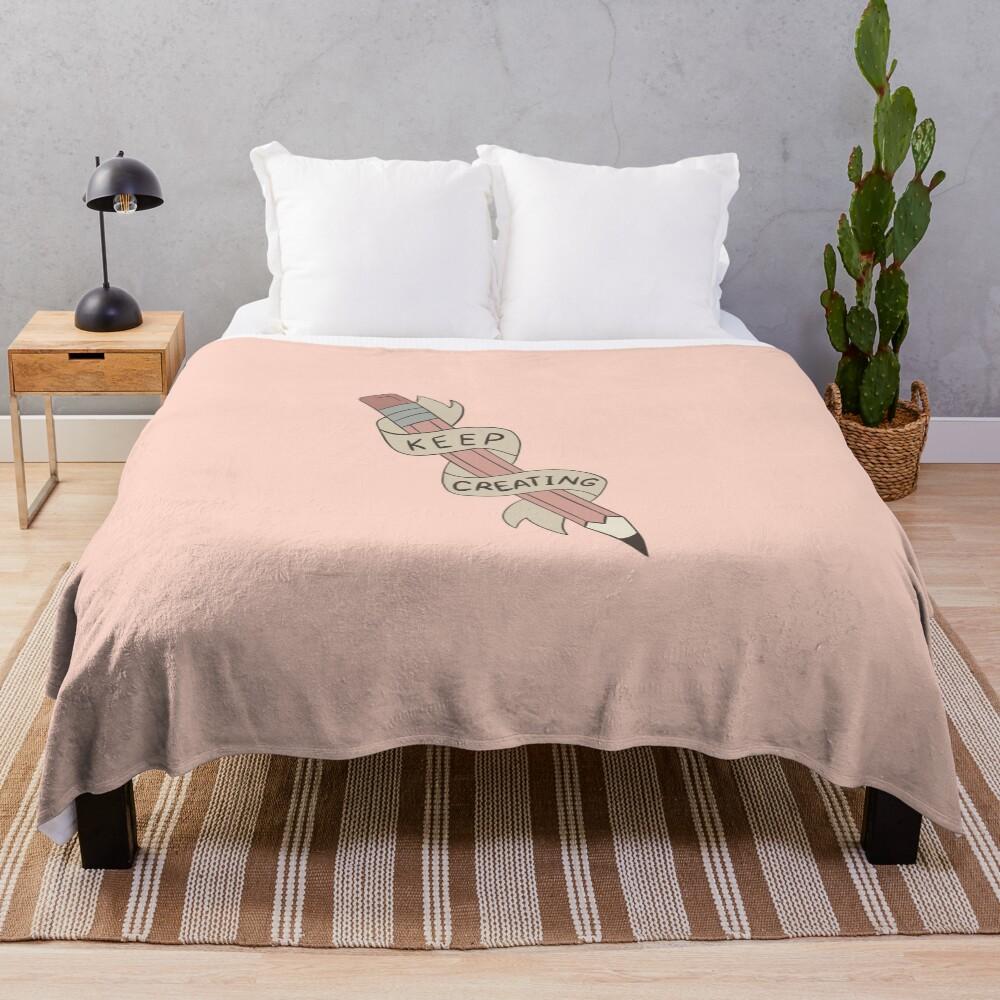 Pale Pink Keep Creating Throw Blanket