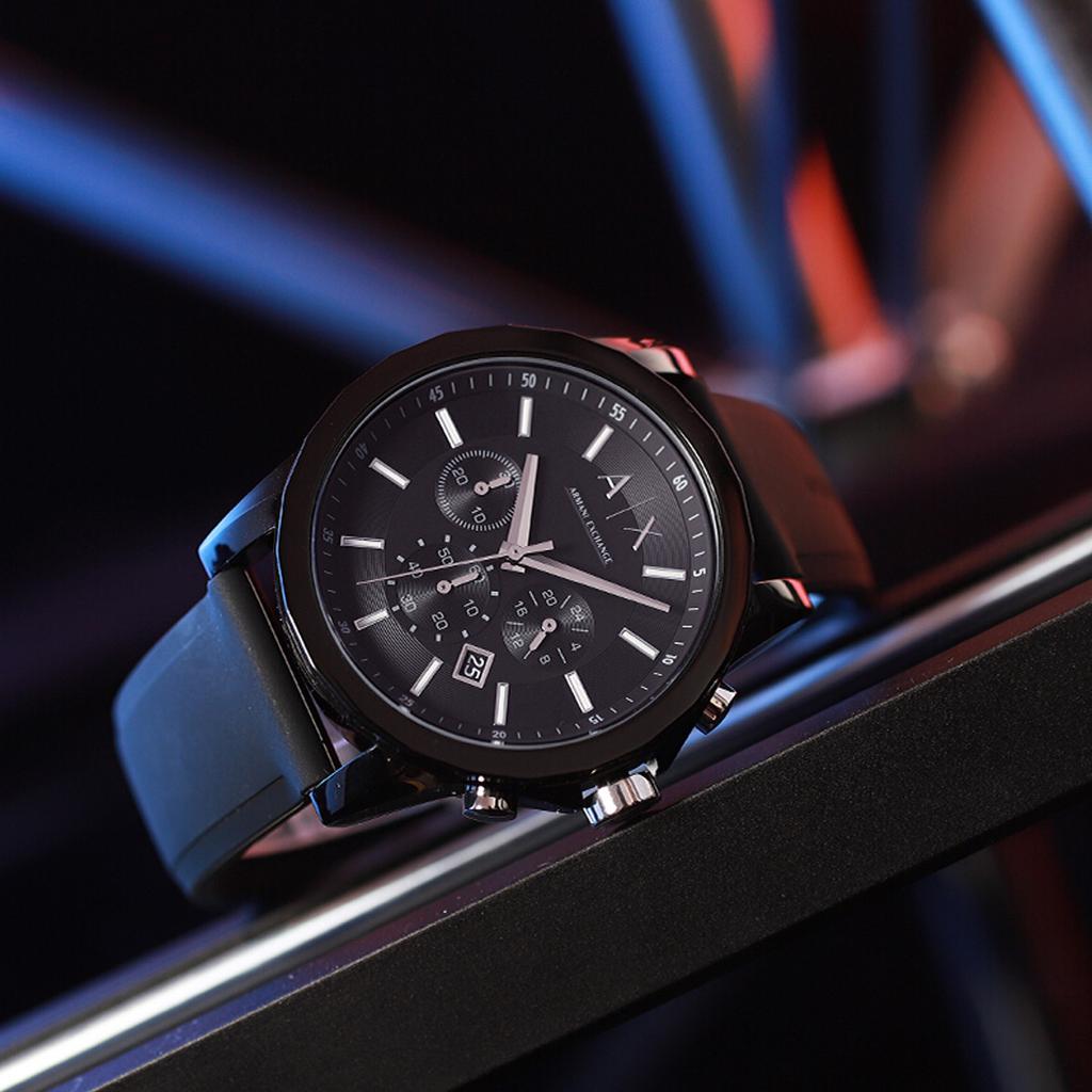 Armani Exchange AE Дарт Вейдер Наручные Часы Кварцевый Механизм Силиконовый Ремешок Черный Циферблат Мужские Часы AX1326