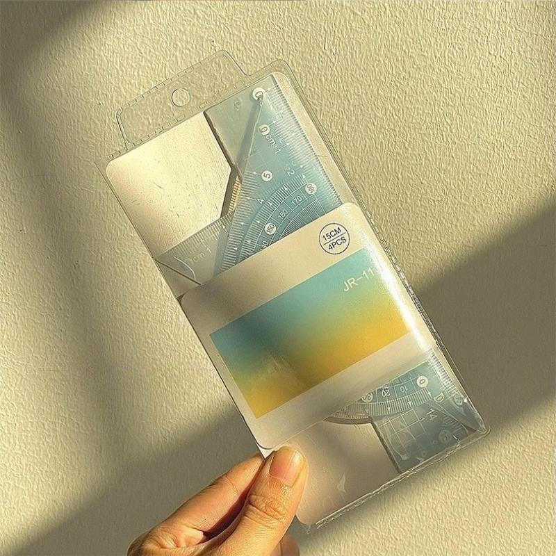 4 шт./набор 20 см Прямая линейка Многофункциональная математическая линейка Милые эстетичные школьные принадлежности Измерительные инструменты для школьников